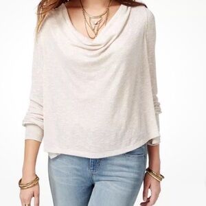 Free People Women's Palmers Long Sleeve Ivory Metallic Top Size Small